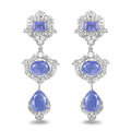 Violet Tanzanite Bezel Sterling Silver Drop Dangle Earrings by Fine Color Jewels