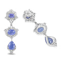 Violet Tanzanite Bezel Sterling Silver Drop Dangle Earrings by Fine Color Jewels