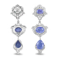 Violet Tanzanite Bezel Sterling Silver Drop Dangle Earrings by Fine Color Jewels