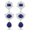 Blue Lapis Bezel Sterling Silver Drop Dangle Earrings
