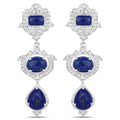 Blue Lapis Bezel Sterling Silver Drop Dangle Earrings by Fine Color Jewels