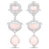 Pink Opal Bezel Sterling Silver Drop Dangle Earrings