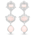 Pink Opal Bezel Sterling Silver Drop Dangle Earrings by Fine Color Jewels