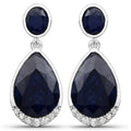 7.90 Carat Dyed Sapphire and White Diamond .925 Sterling Silver Earrings by Bids.com