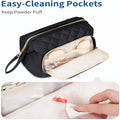 Wide-open Quilted Travel Makeup Organizer Bag with Handle: Black by Boutique 23