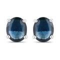0.60 Ct Oval Blue Sapphire Prong 10K Gold Stud Earrings by Fine Color Jewels