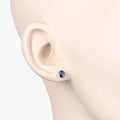 0.60 Ct Oval Blue Sapphire Prong 10K Gold Stud Earrings by Fine Color Jewels