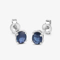 0.60 Ct Oval Blue Sapphire Prong 10K Gold Stud Earrings by Fine Color Jewels