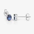 0.60 Ct Oval Blue Sapphire Prong 10K Gold Stud Earrings by Fine Color Jewels