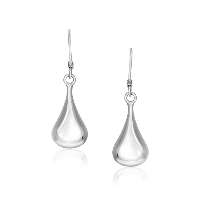 Sterling Silver Long Teardrop Shape Puff Drop Earrings by Bids.com