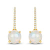14K Gold Opal And Diamond Drop Earrings