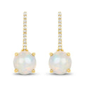 14K Gold Opal And Diamond Drop Earrings by Fine Color Jewels