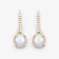 14K Gold Opal And Diamond Drop Earrings by Fine Color Jewels