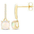 14K Gold Opal And Diamond Drop Earrings by Fine Color Jewels