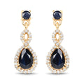 1.19 Carat Genuine Blue Sapphire and White Diamond 14K Yellow Gold Earrings by Bids.com