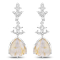 15.97 Carat Genuine Golden Rutile And White Topaz .925 Sterling Silver Earrings by Bids.com