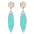 14K Rose Gold Plated 17.14 Carat Genuine Amazonite, Prehnite And White Topaz .925 Sterling Silver Earrings by Bids.com