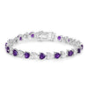 Heart Purple Amethyst & Diamond Prong Silver Tennis Bracelet