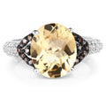 4.65 Carat Genuine Citrine, Champagne Diamond & White Diamond .925 Sterling Silver Ring by Bids.com