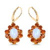 2.00 Ct Oval White Ethiopian Opal Prong Silver Floral Dangle Earrings