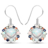 White Opal Prong Sterling Silver Dangle Earrings
