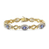 Oval Violet Tanzanite Prong Silver Evil Eye Link Bracelet