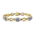 Oval Violet Tanzanite Prong Silver Evil Eye Link Bracelet by Fine Color Jewels