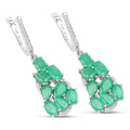 6.69 Carat Genuine Emerald and White Diamond .925 Sterling Silver Earrings by Bids.com