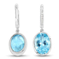15.13 Carat Genuine Blue Topaz and White Diamond .925 Sterling Silver Earrings by Bids.com