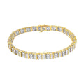 10K Yellow Gold 4.0 Cttw Alternating Baguette & Round Cut Diamond Bezel- & Prong-Set 7" Tennis Bracelet (G-H Color, SI1-SI2 Clarity) by Bids.com