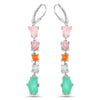7.90 Ct Multi Stone Prong Sterling Silver Long Hanging Dangle Earrings