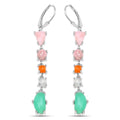 7.90 Ct Multi Stone Prong Sterling Silver Long Hanging Dangle Earrings by Fine Color Jewels