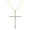 10K Yellow Gold Plated .925 Sterling Silver 4.0 Cttw Round Cut Diamond Cross Pendant Necklace (J-K Color, I1-I2 Clarity) - 18"