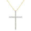 10K Yellow Gold Plated .925 Sterling Silver 4.0 Cttw Round Cut Diamond Cross Pendant Necklace (J-K Color, I1-I2 Clarity) - 18" by Bids.com