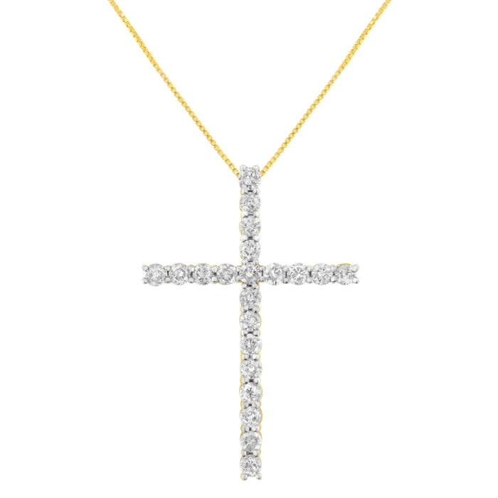 10K Yellow Gold Plated .925 Sterling Silver 4.0 Cttw Round Cut Diamond Cross Pendant Necklace (J-K Color, I1-I2 Clarity) - 18" by Bids.com