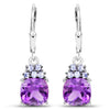 3.60 Ct Cushion Purple Amethyst Prong Silver Leverback Dangle Earrings