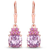 4.40 Ct Cushion Pink Amethyst Prong 18K Rose Gold Plated Silver Dangle Earrings