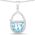 4.08 Carat Genuine Swiss Blue Topaz & White Topaz .925 Sterling Silver Pendant by Bids.com