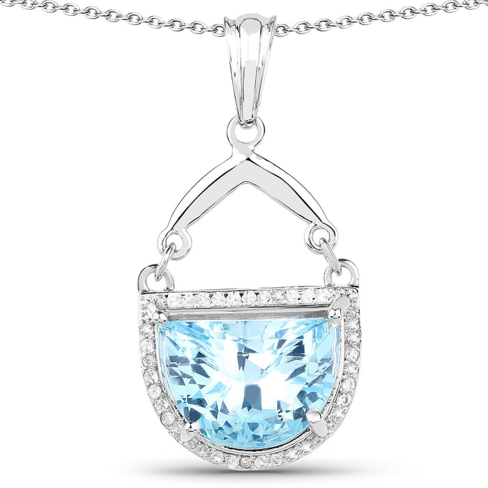 4.08 Carat Genuine Swiss Blue Topaz & White Topaz .925 Sterling Silver Pendant by Bids.com