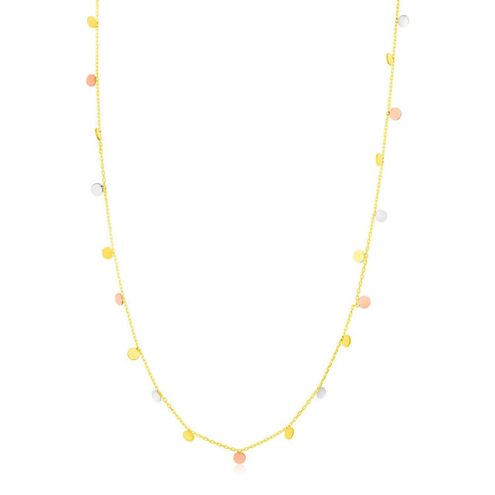 14K Tri Color Necklace with Dangling Circles by Bids.com