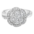 14K White Gold Floral Cluster Diamond Ring (1.0 Cttw, H-I Color, SI2-I1 Clarity) - Size 6 by Bids.com