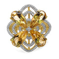 14K Yellow Gold Plated 8.81 Carat Genuine Citrine & White Diamond .925 Sterling Silver Ring by Bids.com