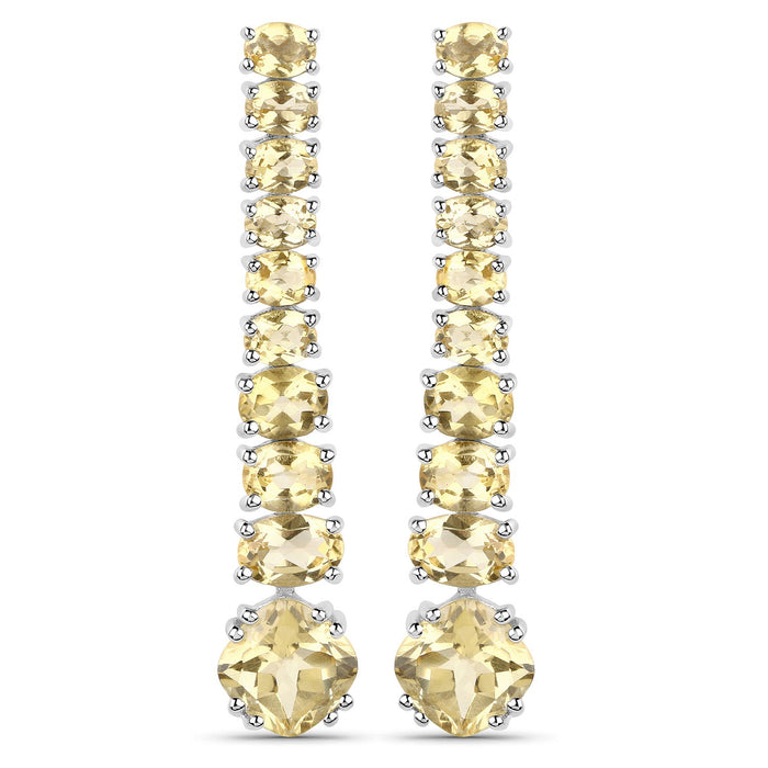 18K White Gold Plated 7.22 Carat Genuine Citrine .925 Sterling Silver Earrings by Avera Group