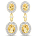 18K Yellow Gold Plated 5.70 Carat Genuine Citrine and White Topaz .925 Sterling Silver Earrings by Bids.com
