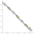 Genuine Peridot Sterling Silver Diamond Bracelet by Fine Color Jewels