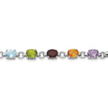 Oval Genuine Multi Stone Silver Bracelet by Fine Color Jewels