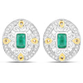 0.69 Carat Genuine Zambian Emerald and White Diamond .925 Sterling Silver Earrings by Bids.com