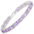 Octagon Purple Amethyst Prong Silver Tennis Bracelet by Fine Color Jewels