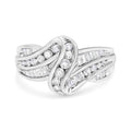 10K White Gold Ring 3/4 Cttw Round and Baguette-Cut Diamond Bypass Ring (H-I Color, I2-I3 Clarity) - Size 6 by Bids.com