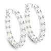 2.05 Ct Oval White Opal Prong Sterling Silver Tennis Hoop Clip-On Earrings